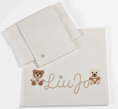 LIUJO Set Lenzuola 3pz Carrozzina BEAR LJ - BL635C.67 avorio sabbia