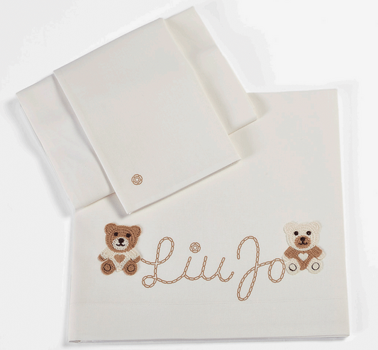 LIUJO Set Lenzuola 3pz Carrozzina BEAR LJ - BL635C.67 avorio sabbia