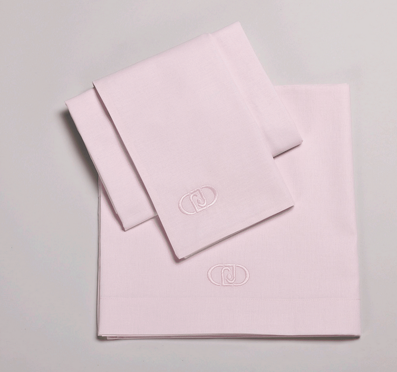 LIUJO Set Lenzuola 3pz Carrozzina OVAL RICAMATO - BL599B - colore rosa 90