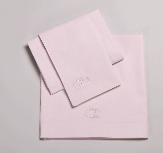 LIUJO Set Lenzuola 3pz Carrozzina OVAL RICAMATO - BL599B - colore rosa 90