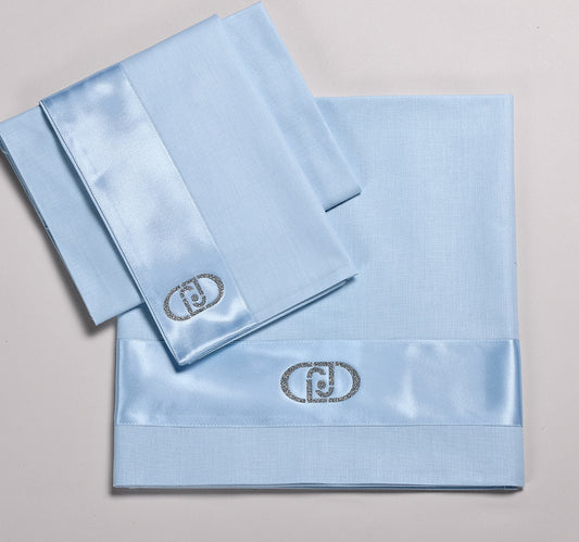 LIUJO Set Lenzuola 3pz Carrozzina RASO - BL597B - colore azzurro