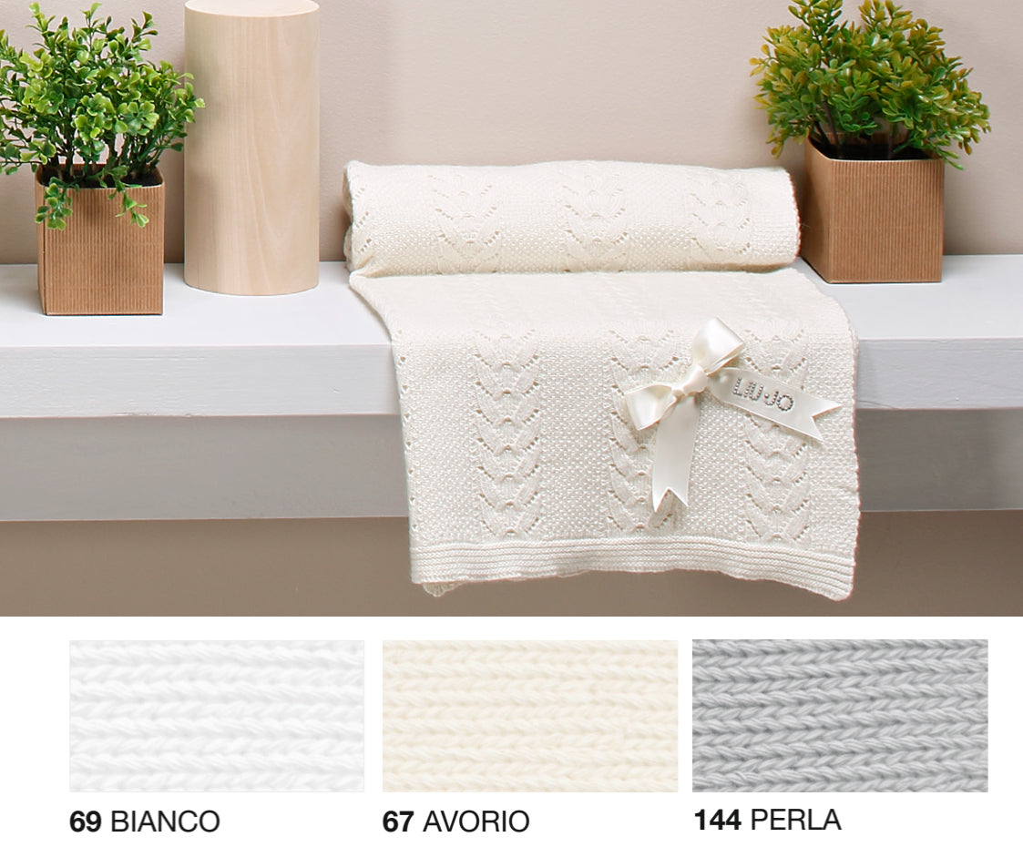 LiuJo Copertina culla carrozzina Liu Jo TRECCINE - BL239B - LANA MERINOS CM 90X85 - colore grigio PERLA