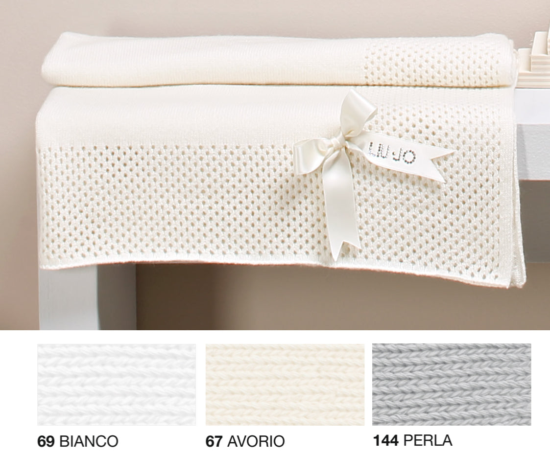 LiuJo Copertina culla carrozzina Liu Jo BAMBI - BL248B - LANA MERINOS CM 90X85 - colore grigio PERLA