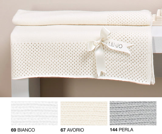 LiuJo Copertina culla carrozzina Liu Jo BAMBI - BL248B - LANA MERINOS CM 90X85 - colore grigio PERLA