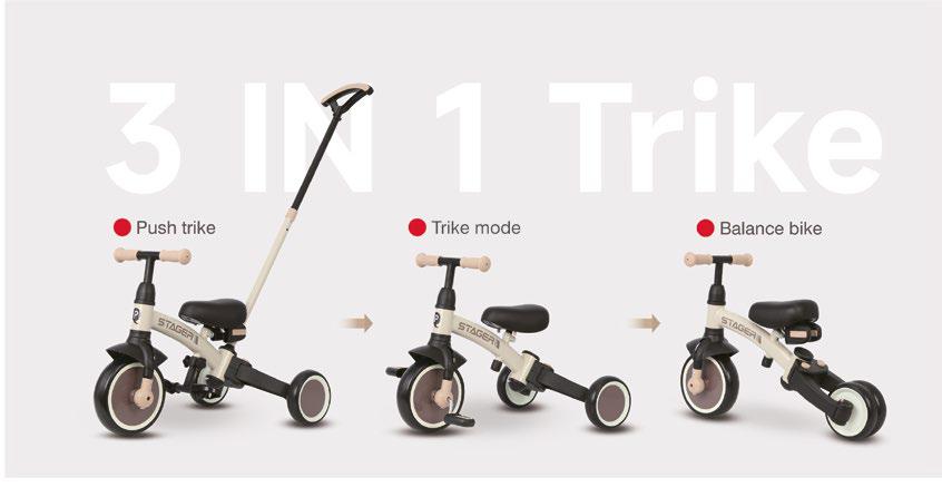 Qplay - Triciclo STAGER 3in1 - da 24 mesi a 72 mesi - BROWN