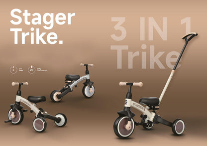 Qplay - Triciclo STAGER 3in1 - da 24 mesi a 72 mesi - BROWN