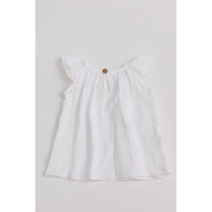 BAMBOOM Blusa Canotta con Volant bimba 337 - Bianco