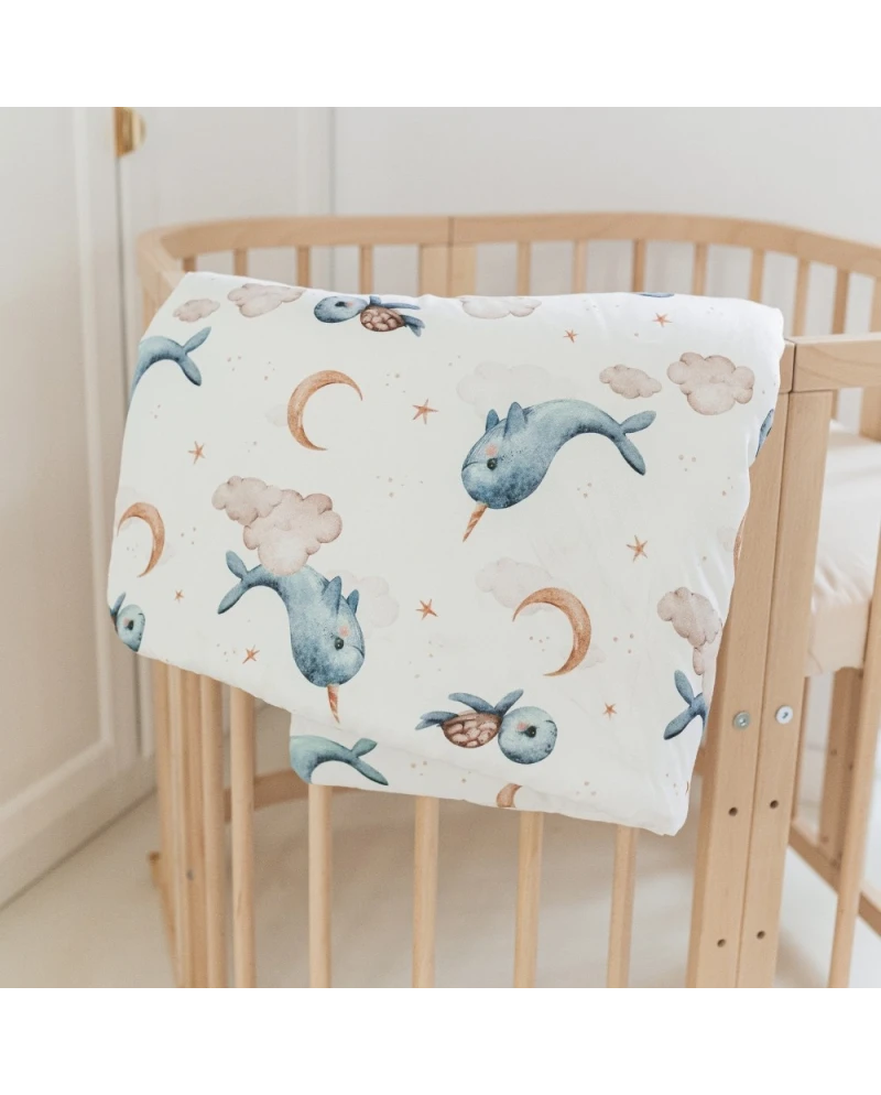 WALDIN Piumino in bambù con imbottitura Balene - 100x75cm