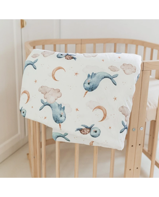 WALDIN Piumino in bambù con imbottitura Balene - 100x75cm