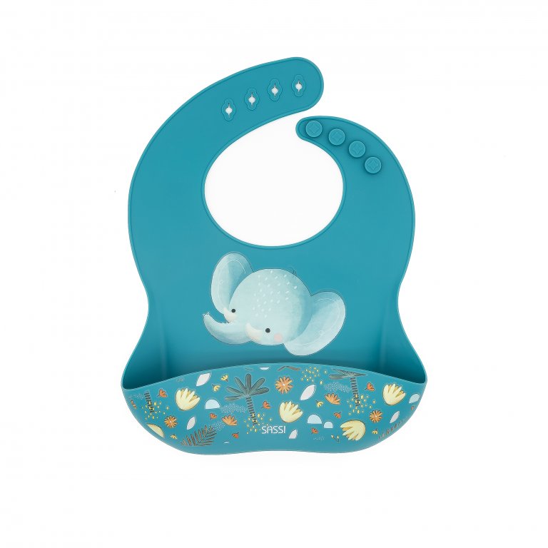 SASSI Bavaglino in silicone con tasca – ELEFANTE CHEWY