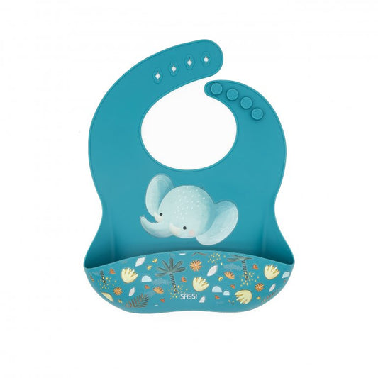 SASSI Bavaglino in silicone con tasca – ELEFANTE CHEWY