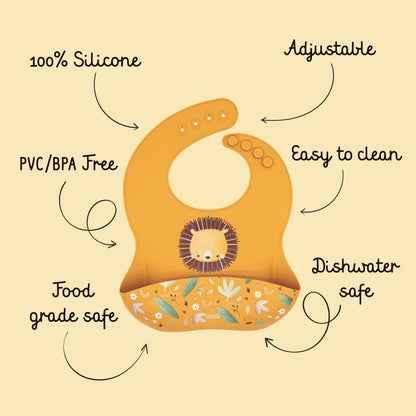 SASSI Bavaglino in silicone con tasca – Leone Chompy