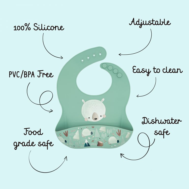 SASSI Bavaglino in silicone con tasca – ORSO MUNCHY