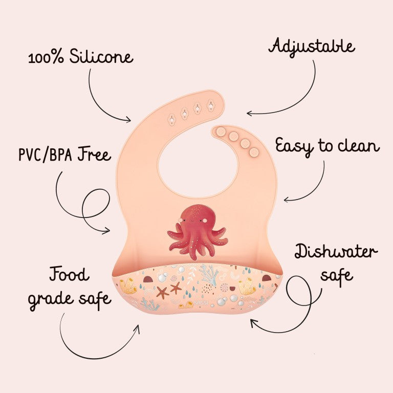 SASSI Bavaglino in silicone con tasca – Polpo Slurpy