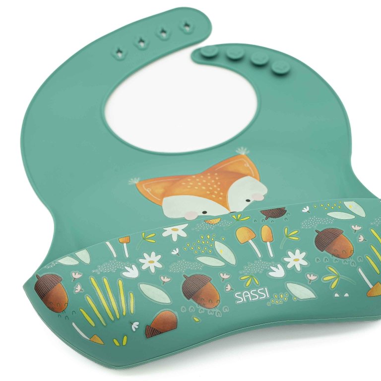 SASSI Bavaglino in silicone con tasca – VOLPE CRUNCHY