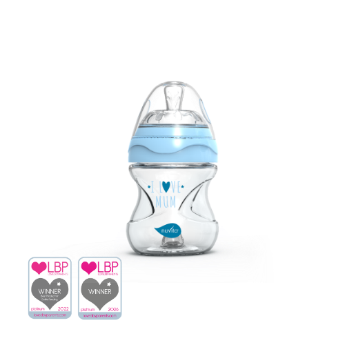 NUVITA - Biberon anticolica in vetro - Materno Feel - 140ml - celeste