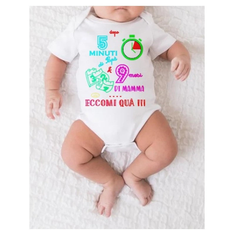 MELLA KIDS - Body con frase - 5 minuti di papà e 9 mesi di mamma