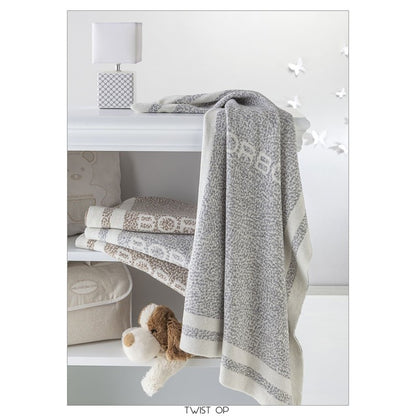 Borbonese Kids - 20 - Copertina JACQUARD in lana e cachemire - TWIST - marrone nocciola
