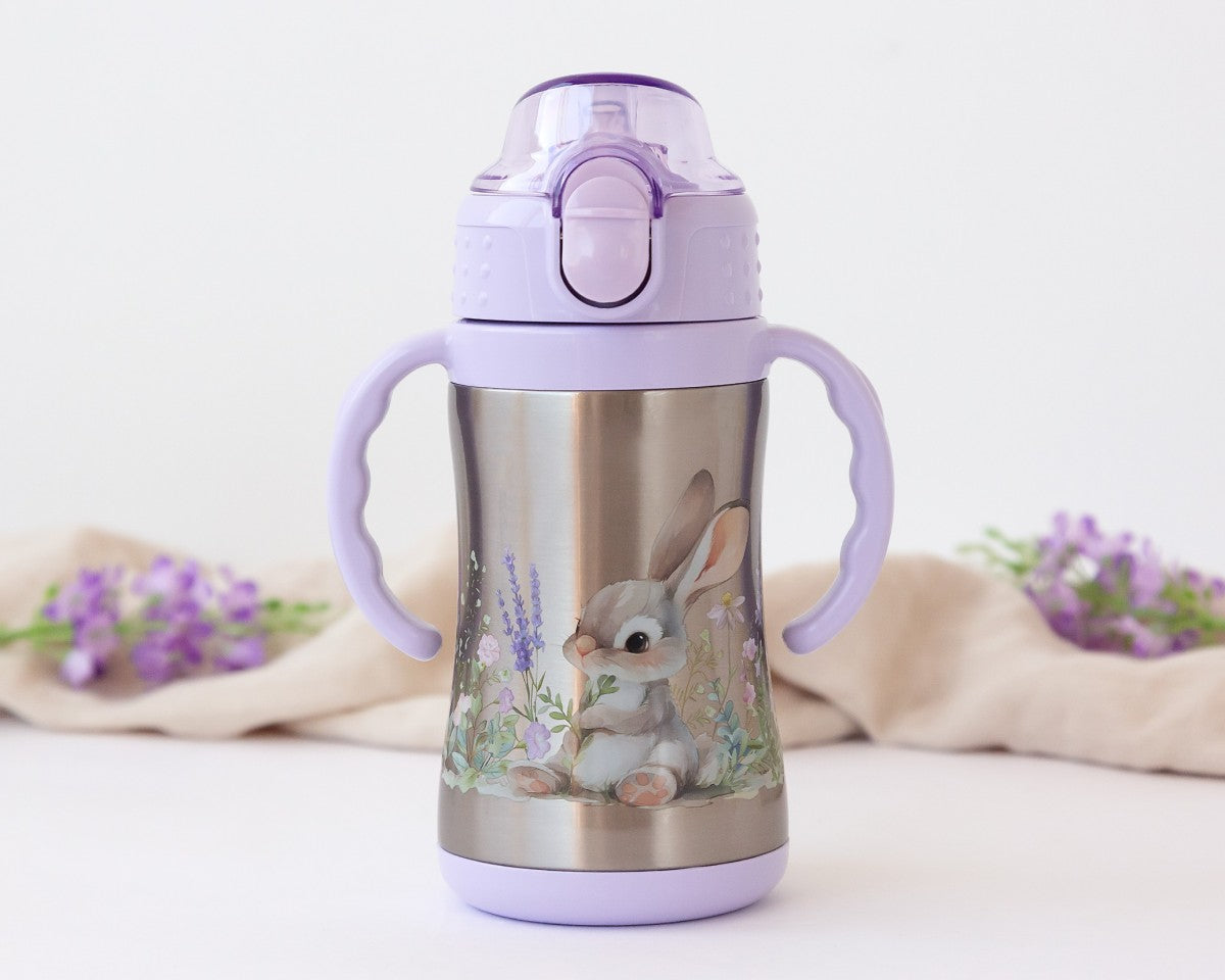 KIOKIDS - Thermos in acciaio con cannuccia CONIGLIETTA