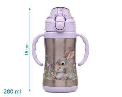 KIOKIDS - Thermos in acciaio con cannuccia CONIGLIETTA