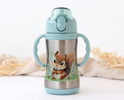 KIOKIDS - Thermos in acciaio con cannuccia SCOIATTOLO