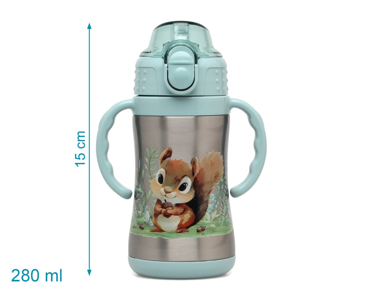KIOKIDS - Thermos in acciaio con cannuccia SCOIATTOLO