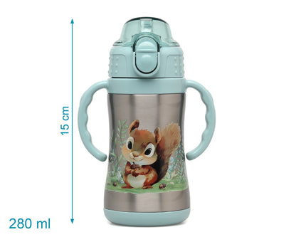 KIOKIDS - Thermos in acciaio con cannuccia SCOIATTOLO