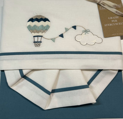 COCCOLISSIMI kit Lettino Coperta Piquet + lenzuola coordinate - Ballon Agave