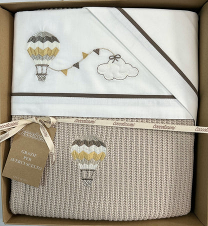 COCCOLISSIMI Lettino Coperta con lenzuola coordinate - Balloon Moka