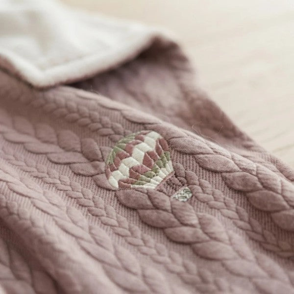 COCCOLISSIMI - coperta Treccia foderata sherpa - culla / carrozzina Balloon old rose