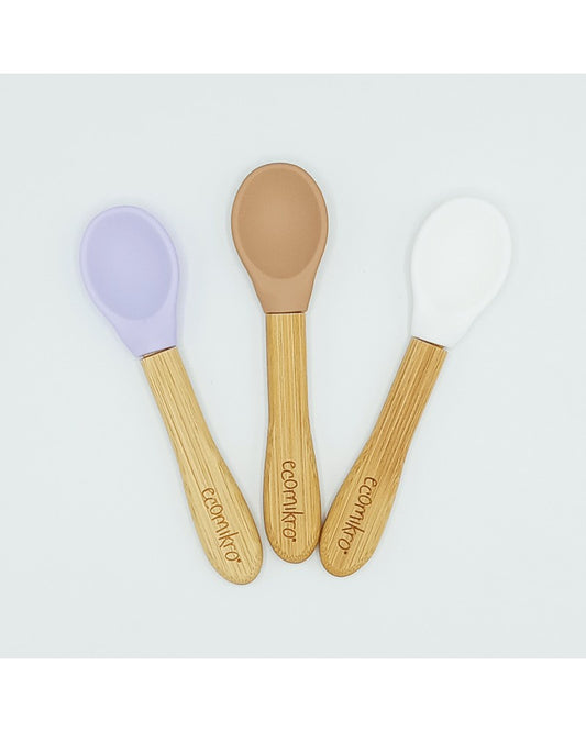 ECOMIKRO - Set cucchiai in bambu - 3pz - bianco lilla nocciola
