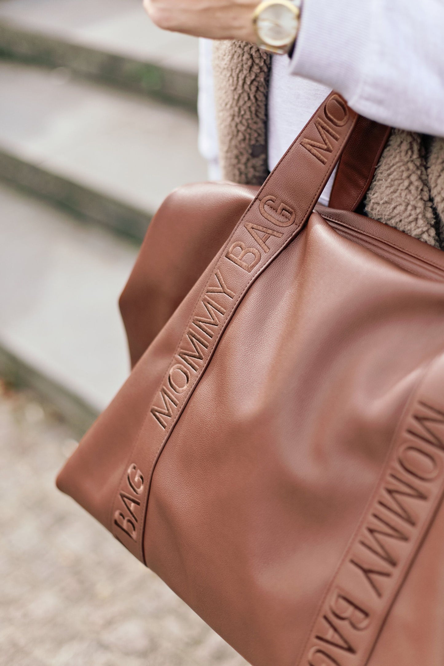 Childhome Mommy Bag Signature Simil Pelle Tabacco