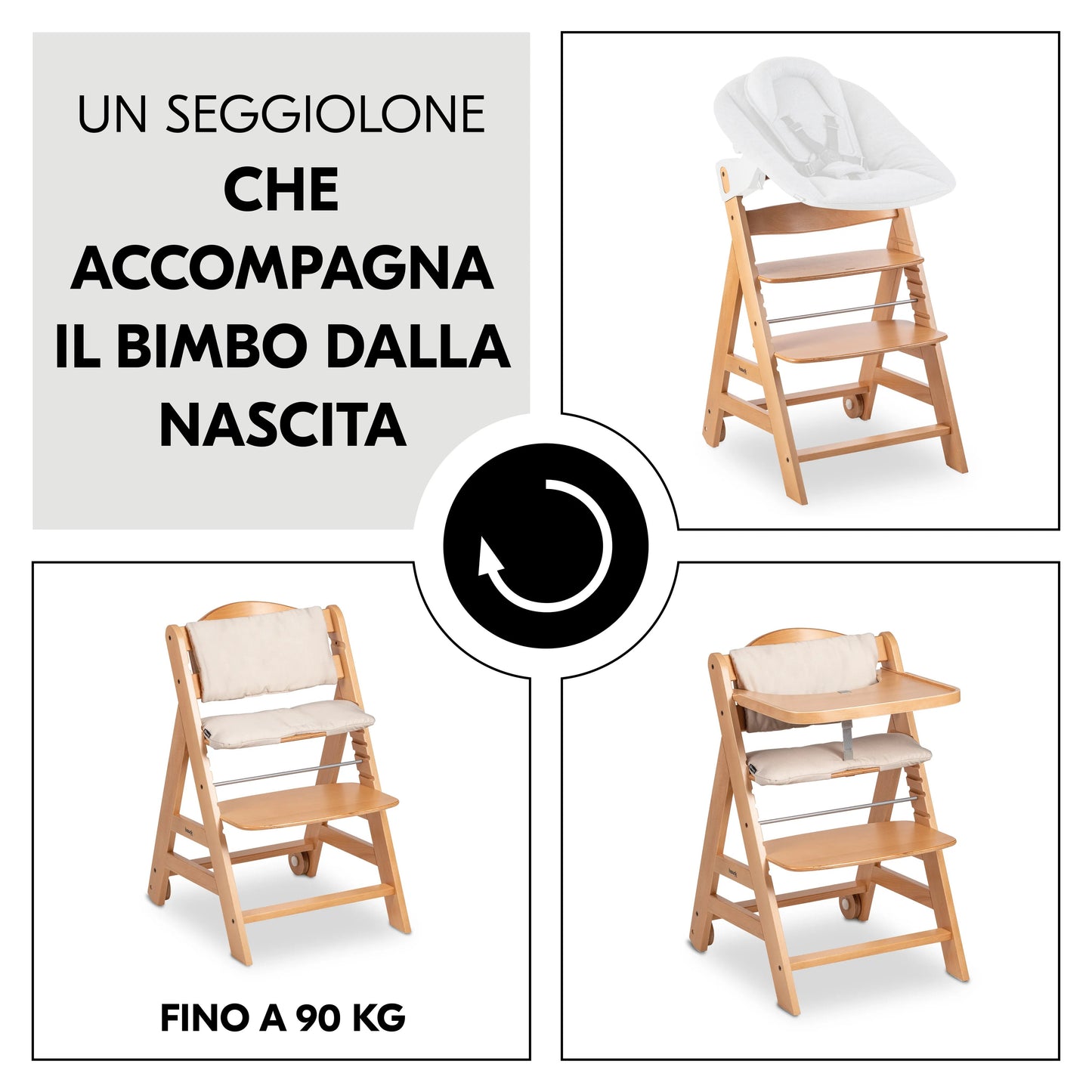 Hauck Set seggiolone evolutivo in legno Beta+ (6in1)