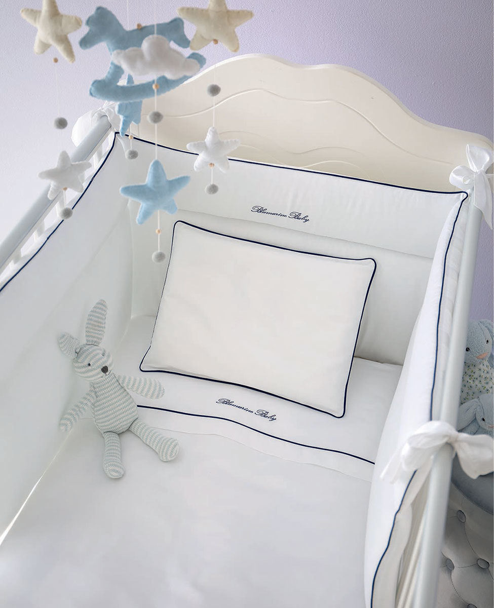 BLUMARINE BABY PARURE Lettino Baby Blu - bianco beige