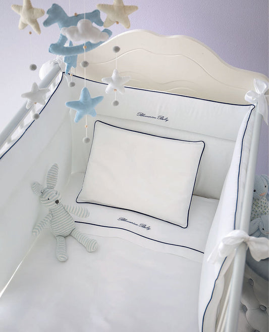 BLUMARINE BABY PARURE Lettino Baby Blu - bianco beige
