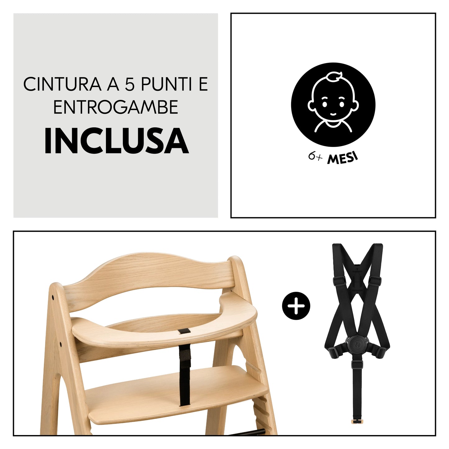 Hauck Set seggiolone evolutivo in legno Arketa (4in1)