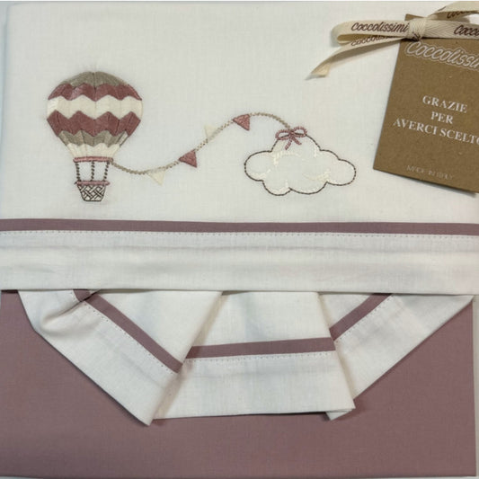 COCCOLISSIMI - set lenzuola 3 pezzi lettino Ballon Old Rose