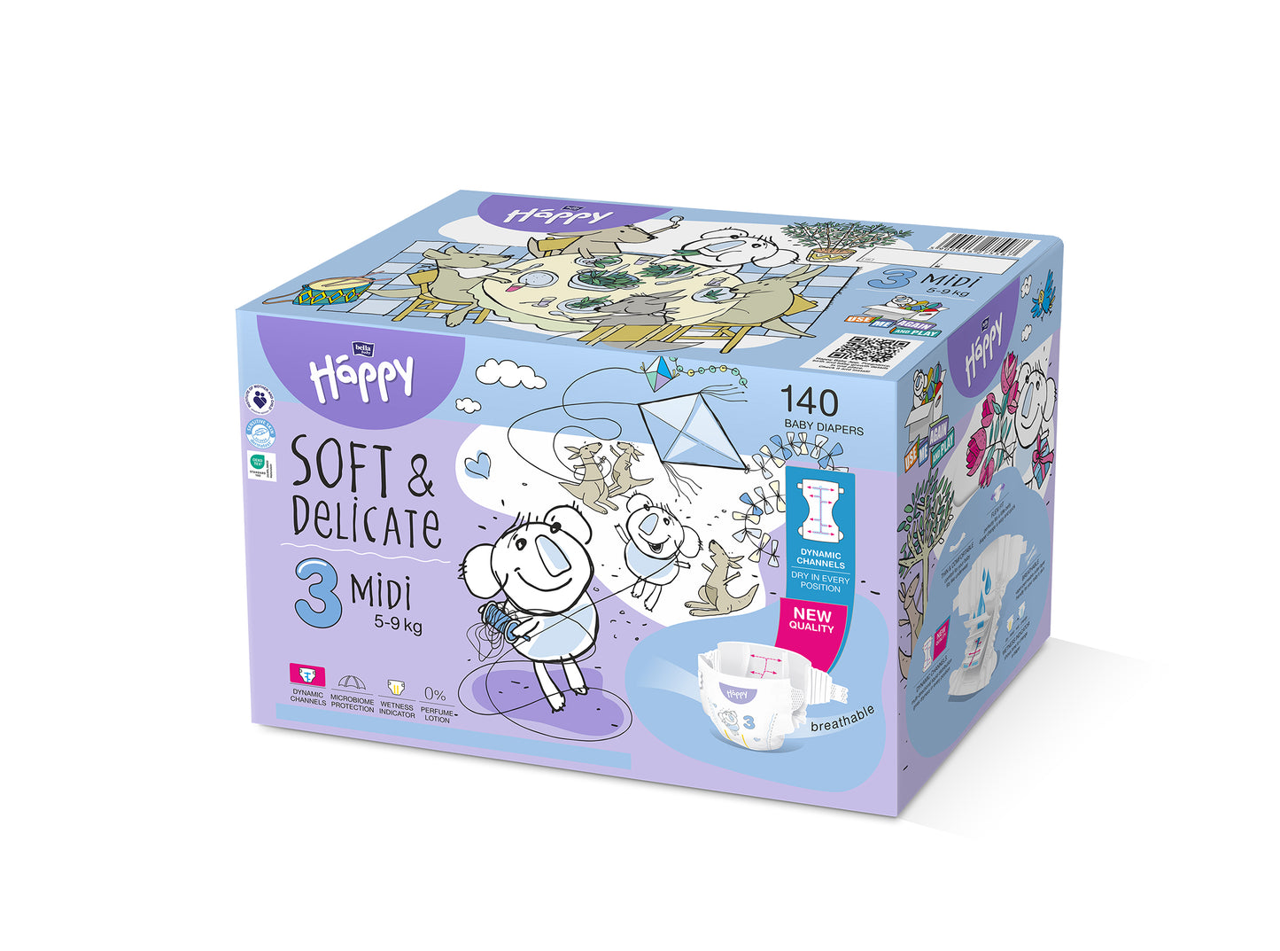 HAPPY Pannolini Happy Tg.3 – MIDI 70 x 2 = 140pz - BOX COLORATO