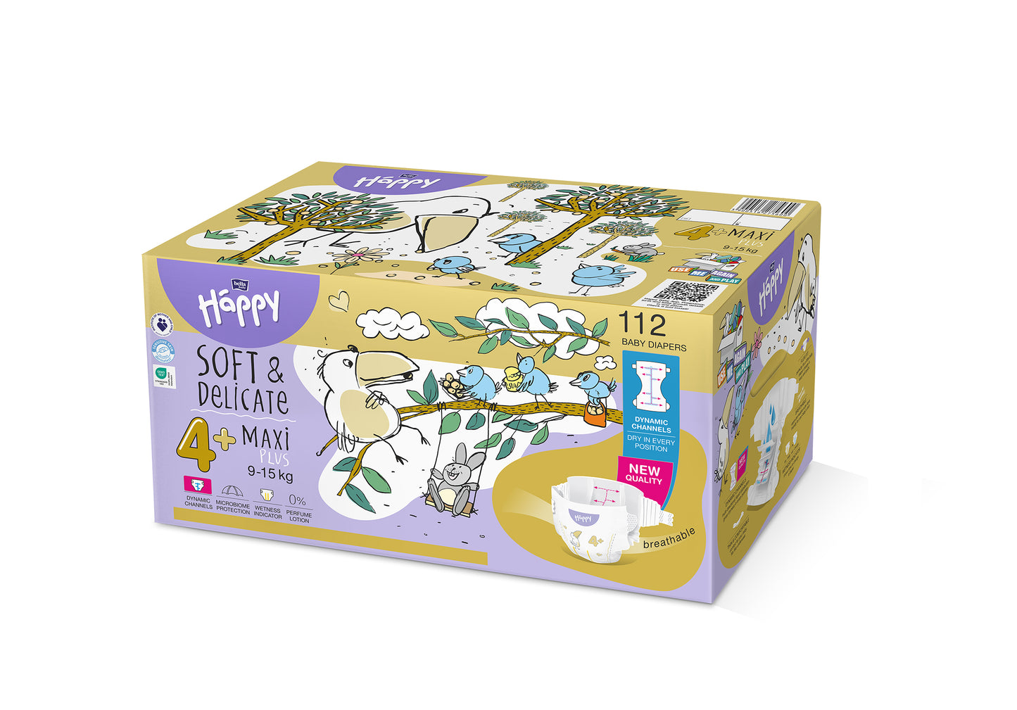 HAPPY Pannolini Happy Tg.4+ – MAXI PLUS 56 x 2 = 112pz - BOX COLORATO