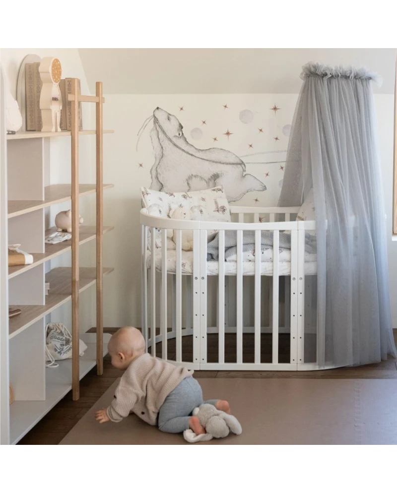 WALDIN - Culla EVOLUTIVA 7 in 1 con materassi - bianco