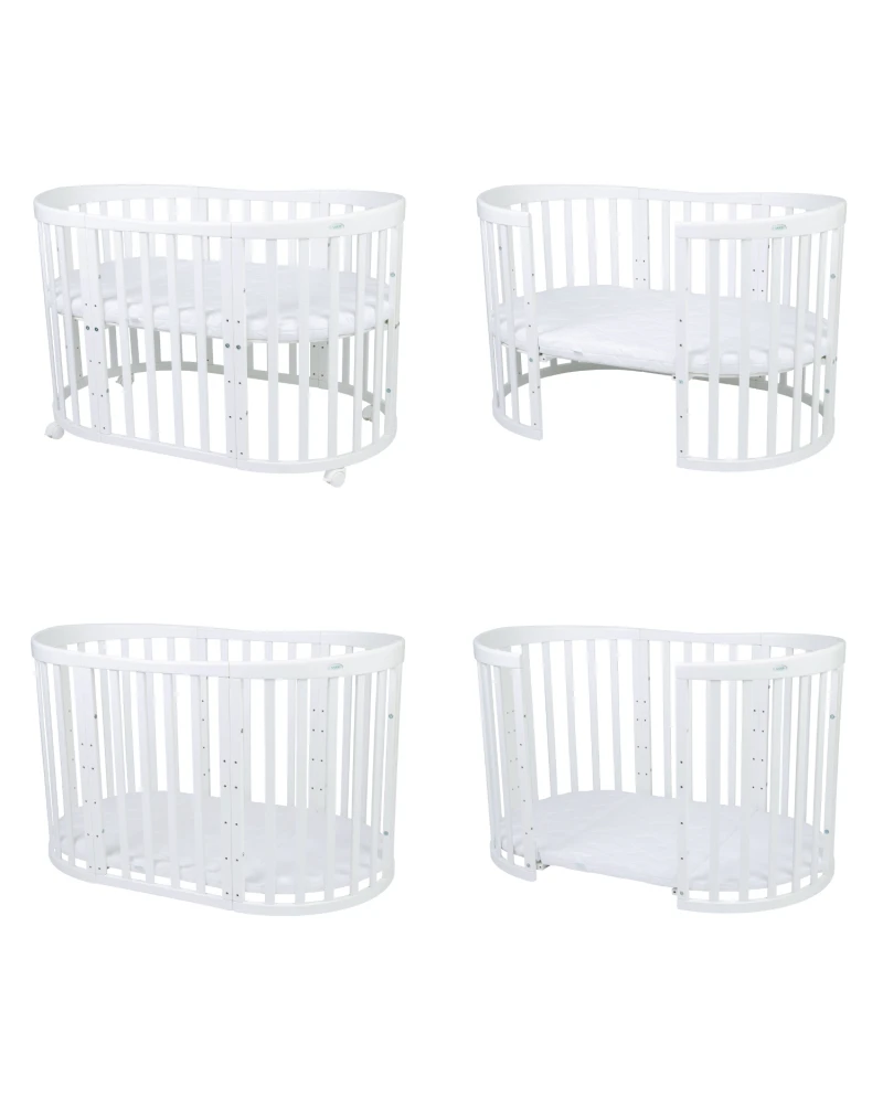 WALDIN - Culla EVOLUTIVA 7 in 1 con materassi - bianco