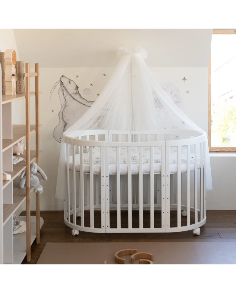 WALDIN - Culla EVOLUTIVA 7 in 1 con materassi - bianco