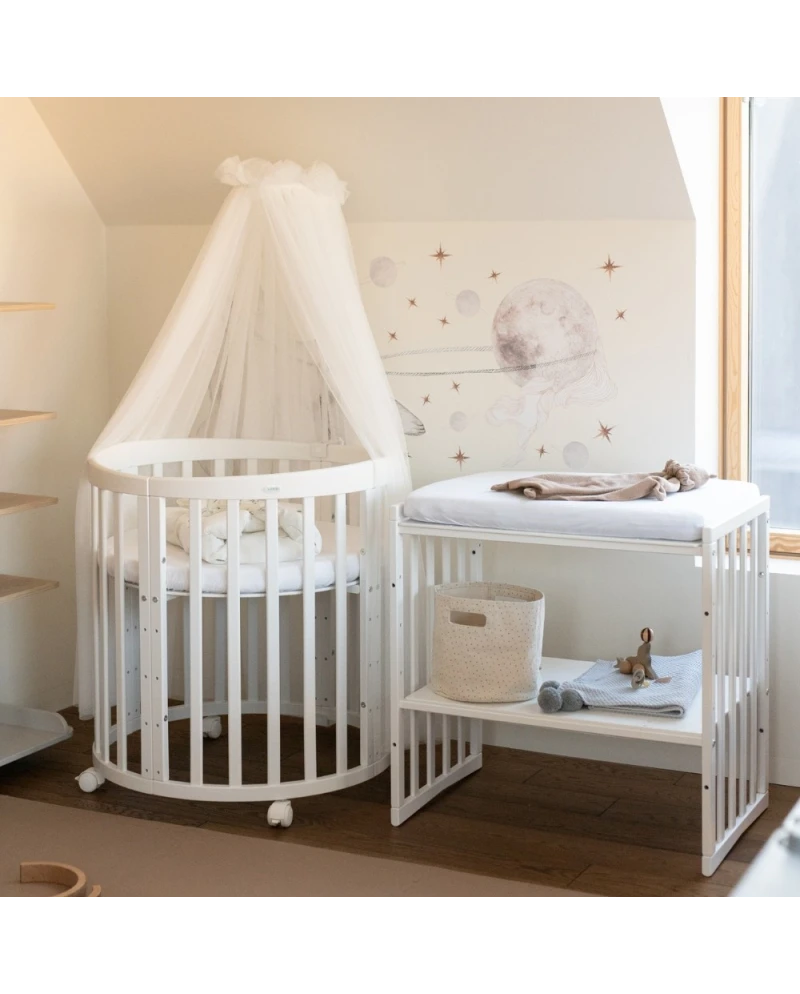 WALDIN - Culla EVOLUTIVA 7 in 1 con materassi - bianco