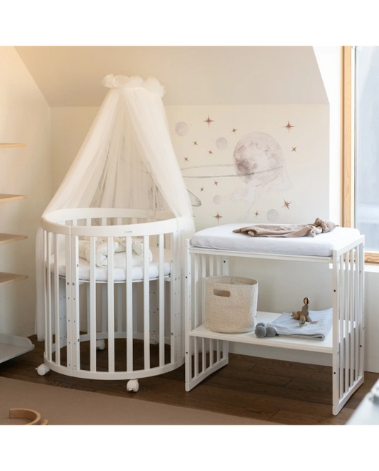 WALDIN - Culla EVOLUTIVA 7 in 1 con materassi - bianco
