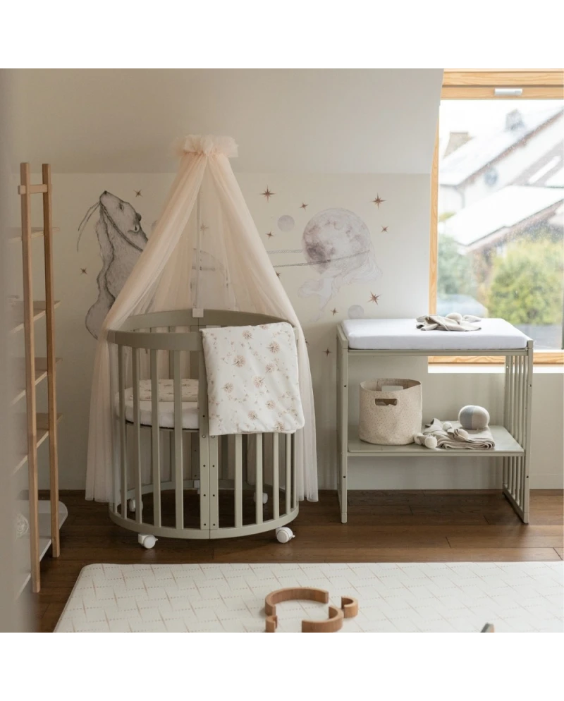 WALDIN - Culla EVOLUTIVA 7 in 1 con materassi - olive