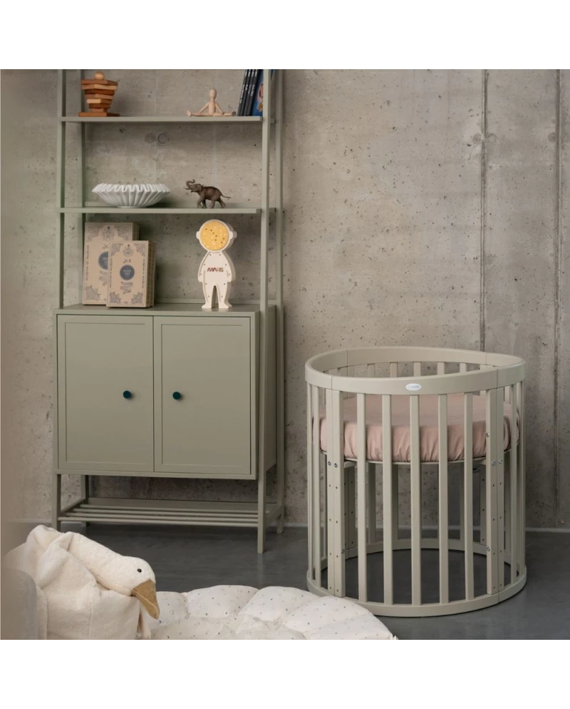 WALDIN - Culla EVOLUTIVA 7 in 1 con materassi - olive