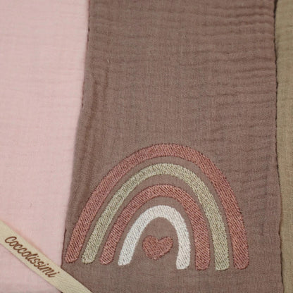 COCCOLISSIMI - tris Mussola Muslin multiuso - serie RAINBOW - colore OLD ROSE