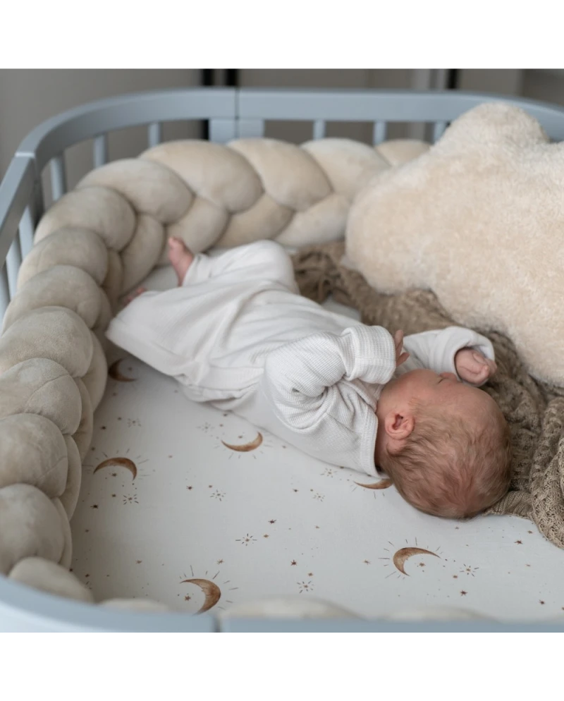 WALDIN Paracolpi treccia in velluto per culla e lettino - Beige
