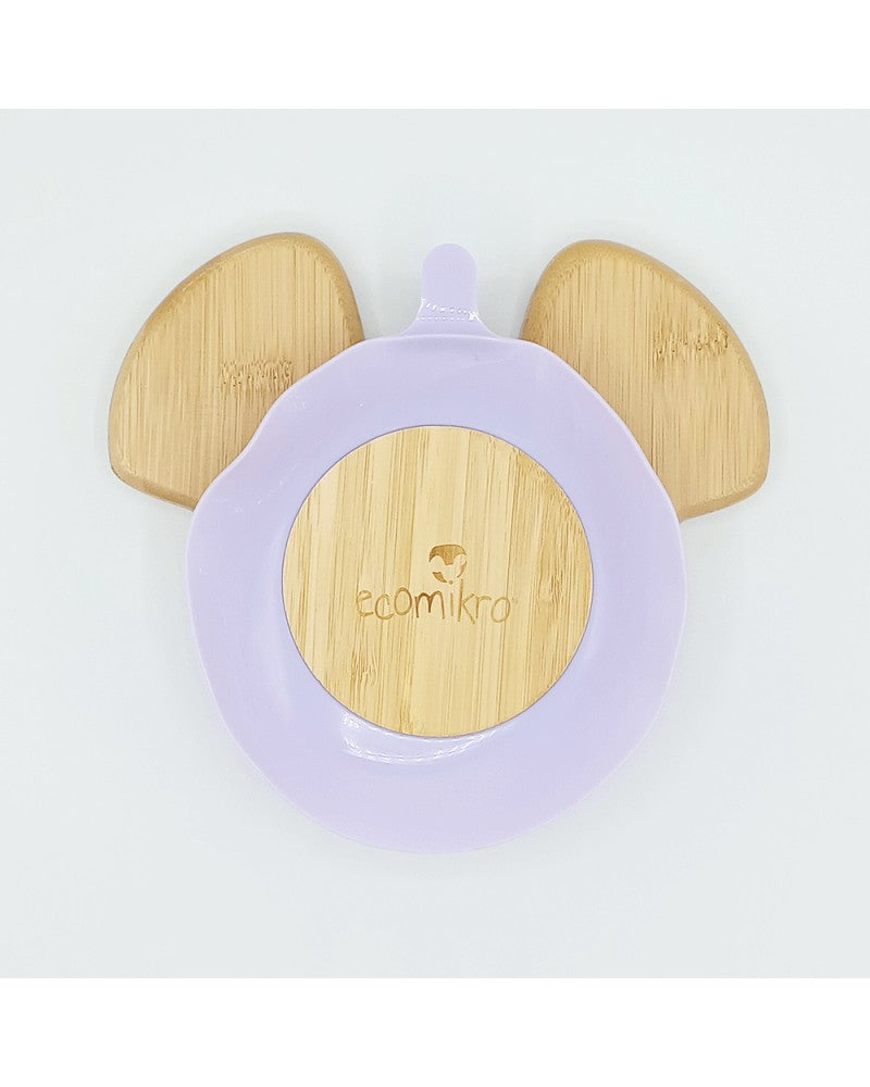 ECOMIKRO - Piatto con cucchiaio bambù TOPO - lilla