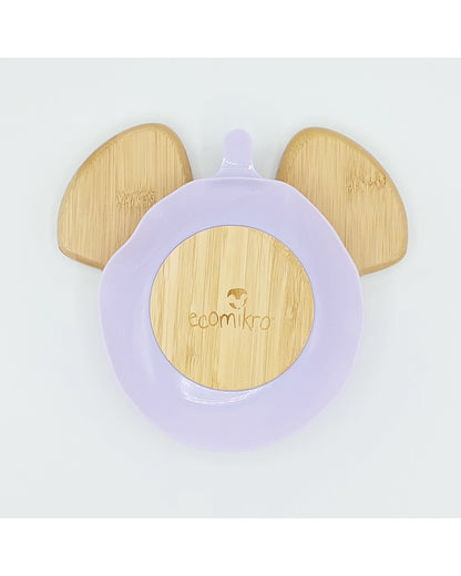 ECOMIKRO - Piatto con cucchiaio bambù TOPO - lilla